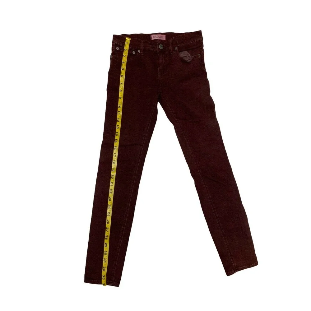 Madewell Skinny Skinny Burgandy Denim Jeans Size 25 Style # F3004 - Picture 3 of 10
